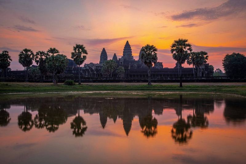 Sunrise over Angkor Wat temple complex