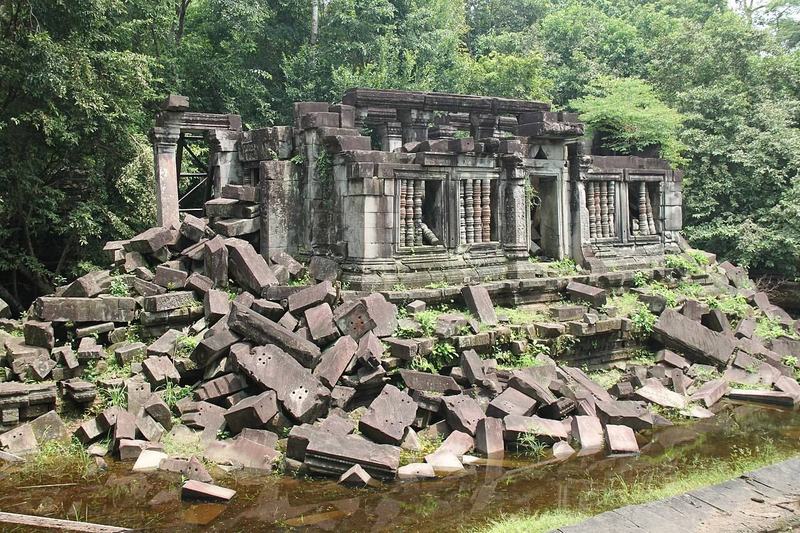 Beng Mealea temple overgrown with jungle in Angkor, Cambodia