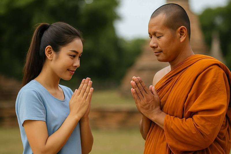 Thai wai greeting — palms together and slight bow